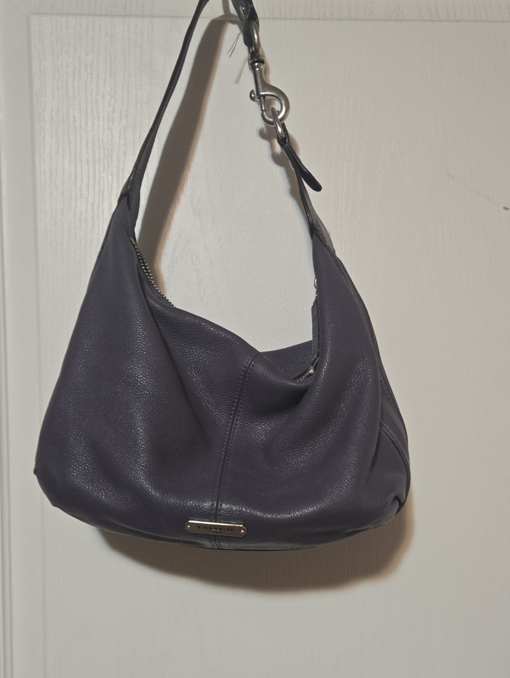 Coach Leather Shoulder Hobo Bag in Dark Purple